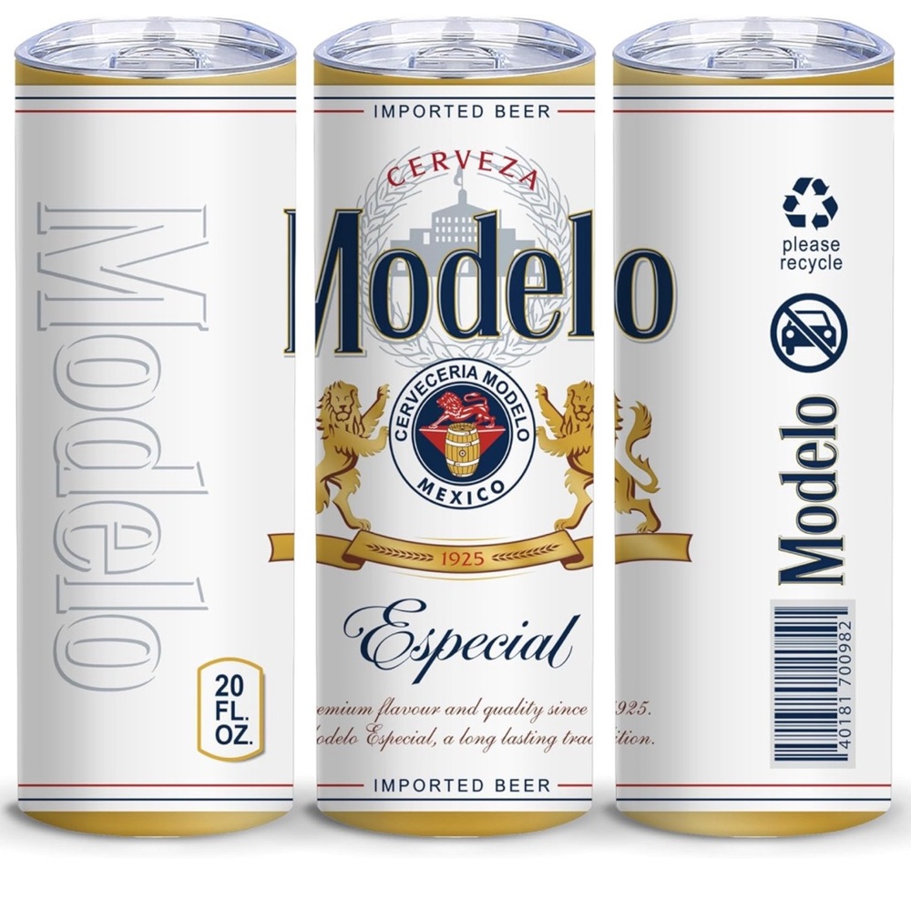 Modelo Beer Inspired Insulated Skinny Tumblers Cup Hot & Cold Drinks Tea Cup